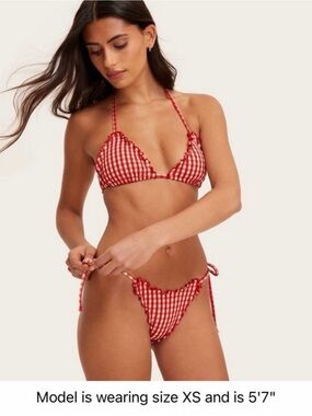 Parke x target Red Gingham Ruffle triangle 
Bikini Set - XS top & bottom nwt